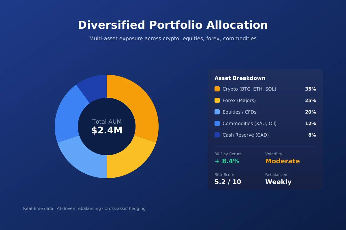 Diversified portfolio allocation chart on the Opulatrix platform